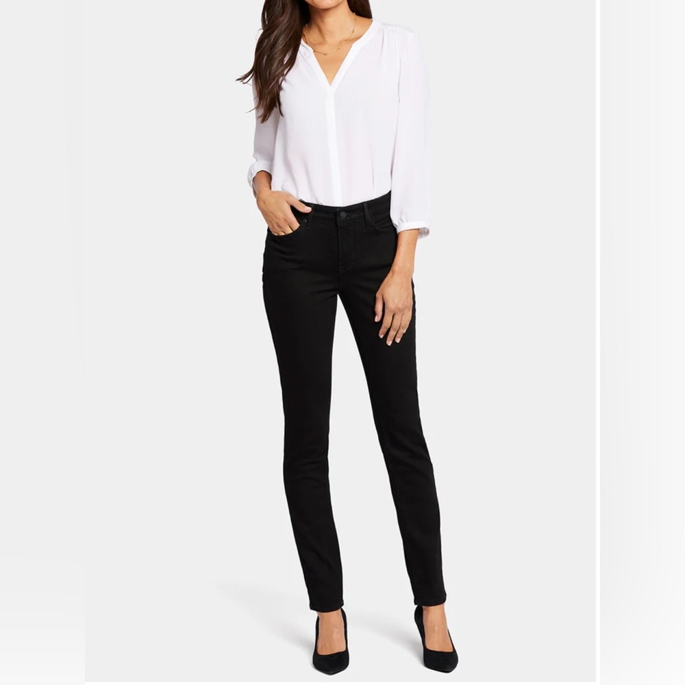 NYDJ Alina Black Skinny Ankle High-Rise Jeans Lift Tuck Technology Women's 8 EUC